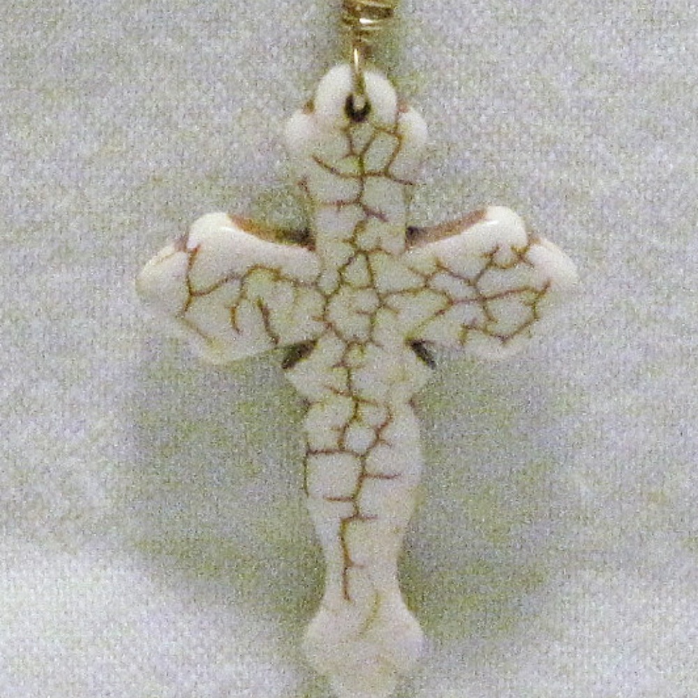 White Stone Cross Necklace